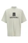 Balenciaga Bb Logo Oversized Distressed T-shirt In Sand