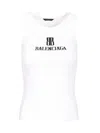 Balenciaga Ribbed Viscose Blend Tank Top In White