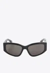 Balenciaga Nano Rectangular Sunglasses Thick Frame Arms In Gray