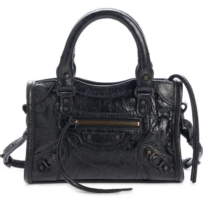 Balenciaga Nano Le City Leather Convertible Crossbody Bag In Black