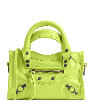 Balenciaga Nano Leather Le City Top-handle Bag In Yellow