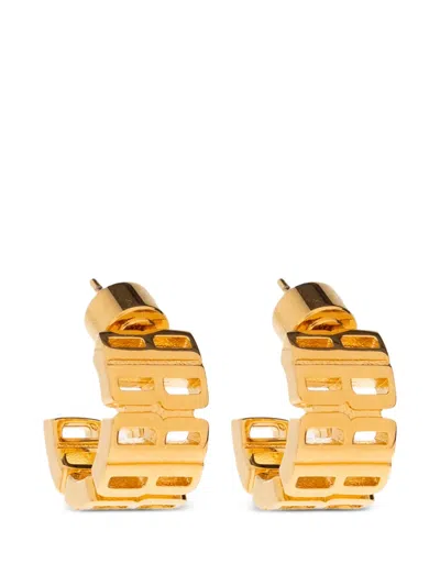 Balenciaga Nano Logo Earrings In Gold