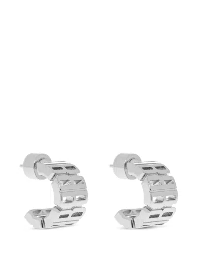 Balenciaga Nano Logo Earrings In Metallic