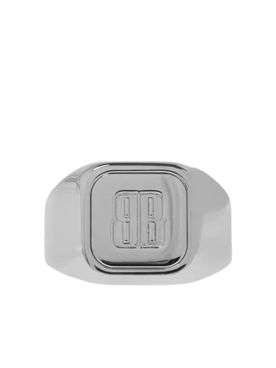 BALENCIAGA NANO SIGNET LOGO-DETAIL RING