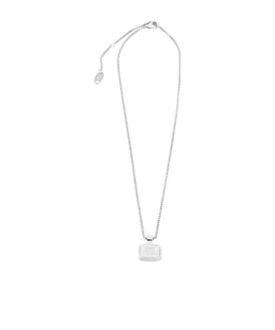 Balenciaga Nano Square Long Necklace In Silver In Metallic