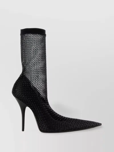 BALENCIAGA NAPPA LEATHER AND MESH AVENUE ANKLE BOOTS
