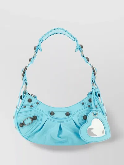 BALENCIAGA NAPPA LEATHER XS SHOULDER BAG WITH BRAIDED HANDLE