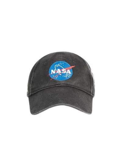 Balenciaga Nasa-patch Baseball Cap In Black