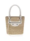Balenciaga Le City Small Straw Shoulder Bag In Neutral