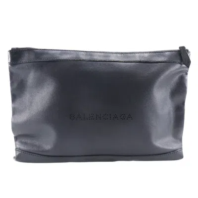 Pre-owned Balenciaga Navy Black Leather Clutch Bag ()