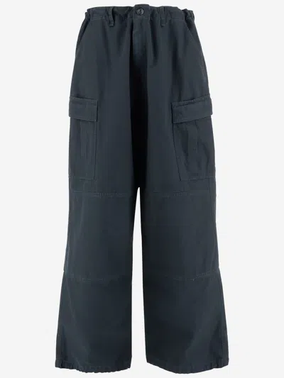 Balenciaga Navy Blue Cotton Cargo Pant In Ink