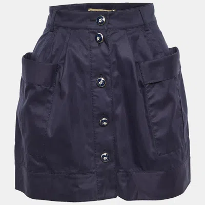 Pre-owned Balenciaga Navy Blue Cotton Mini Skirt M