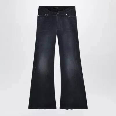 Balenciaga Navy Blue Jeans With Curved Waist In Black