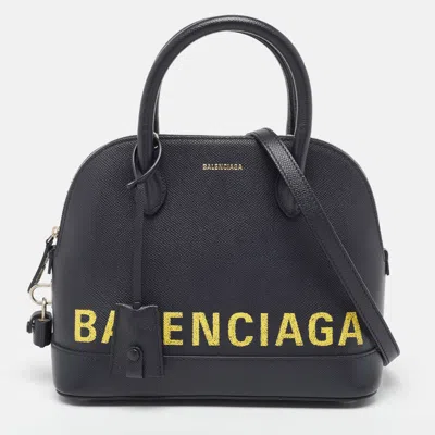 Pre-owned Balenciaga Navy Blue Leather Small Ville Bag