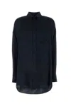 Balenciaga Long Sleeves Jacquard Logo Shirt In Navy Blue