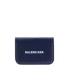 Balenciaga Navy Blue Logo Mini Wallet In Black