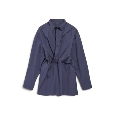 BALENCIAGA BALENCIAGA NAVY BLUE POPLIN SHIRT DRESS