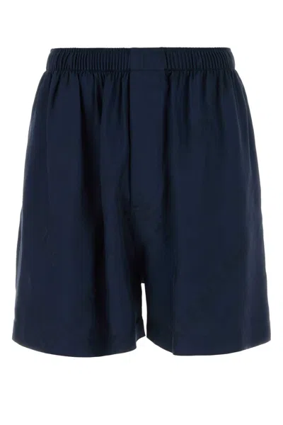 BALENCIAGA NAVY BLUE SATIN BERMUDA SHORTS