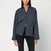 Balenciaga Navy Blue Striped Cotton Shirt