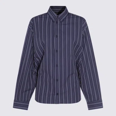 Balenciaga Navy Blue Striped Cotton Shirt