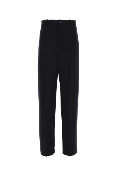 BALENCIAGA BALENCIAGA NAVY BLUE TWILL WIDE LEG PANT
