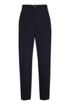 Balenciaga Navy Blue Twill Wide-leg Pant In Black