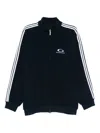 Balenciaga Men Blue Sweatshirt With Logo Detail On Front And Rear And Striped Detail On The Sleeve I In Blue