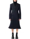 Balenciaga Women Godet Midi Double-breasted Wool Coat In Blue