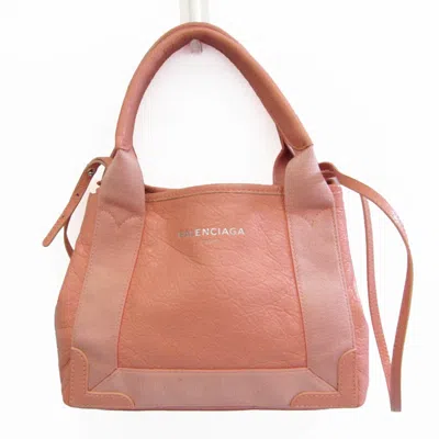 Pre-owned Balenciaga Navy Cabas Pink Leather Shoulder Bag ()