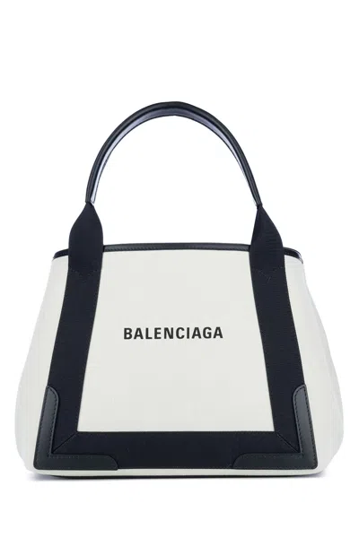 Balenciaga Navy Cabas S In Natural/ Black