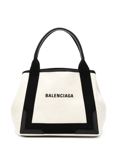 BALENCIAGA Balenciaga Navy Cabas Small Canvas Tote Bag