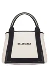 Balenciaga Md Navy Cabas Canvas Tote Bag
