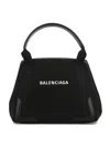 Balenciaga Navy Cabas Small Canvas Tote Bag In Black