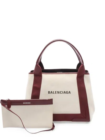 Balenciaga Navy Cabas Tote Bag In Neutral