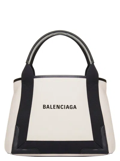 Balenciaga Navy Cabas Tote Bag White/black
