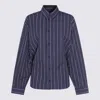 Balenciaga Striped Shirt In Blue