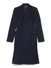 Balenciaga Women Godet Midi Double-breasted Wool Coat In Blue