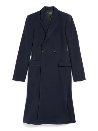 BALENCIAGA WOMEN NAVY DOUBLE-BREASTED COAT, M LUXURY TRENCH COATS FOR WOMEN DARVEYS