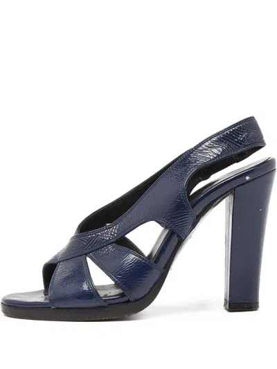 Pre-owned Balenciaga Navy Embellished Open-toe Heels
