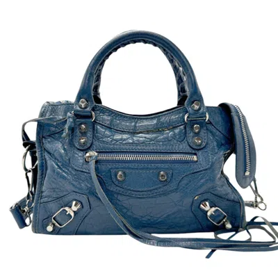 Pre-owned Balenciaga Navy Leather Handbag Shoulder Bag ()