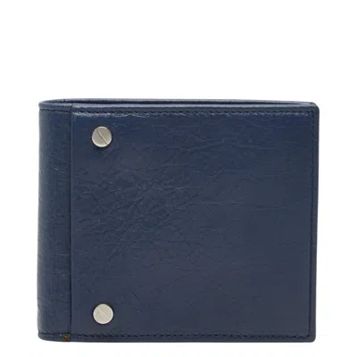 Pre-owned Balenciaga Navy Leather Wallet (bi-fold) ()
