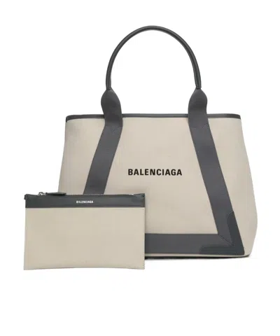 Balenciaga Navy Medium Handbag In Nude