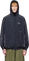 Balenciaga Navy Painter Track Jacket In 4140
