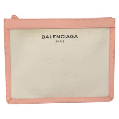 Pre-owned Balenciaga Navy Pouch Pink Canvas Clutch Bag ()