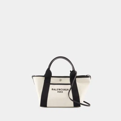 Balenciaga Navy Revamp Small Shopper Bag In Neutral