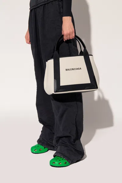Balenciaga ‘navy S Cabas' Handbag In Cream