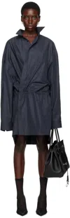 Balenciaga Navy Shirt Minidress In 4530 Faded Blue