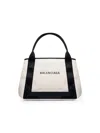 Balenciaga Women Navy Small Cabas In Beige