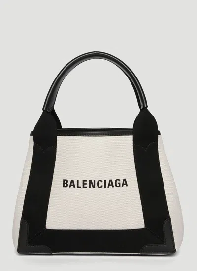Balenciaga Navy Xs Cabas Tote Bag In Black