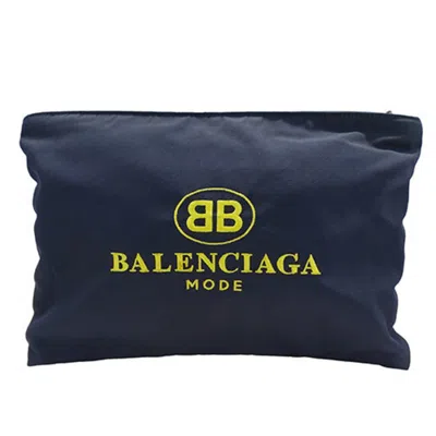 Pre-owned Balenciaga Navy Yellow Nylon Clutch Bag Pouch () In Navy, Yellow
